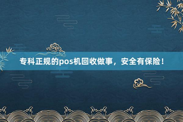 专科正规的pos机回收做事，安全有保险！